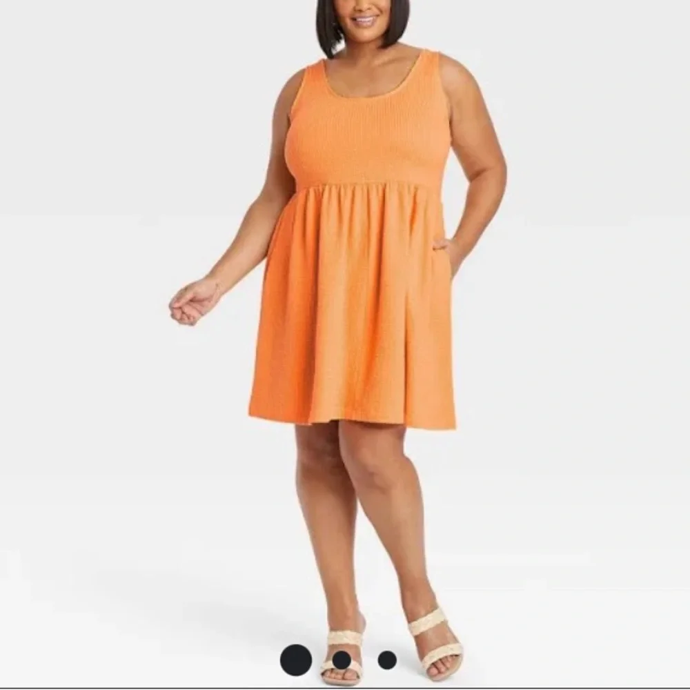 (4X)- Ava & Viv Women's Plus Size Sleeveless Babydoll Dress - Orange